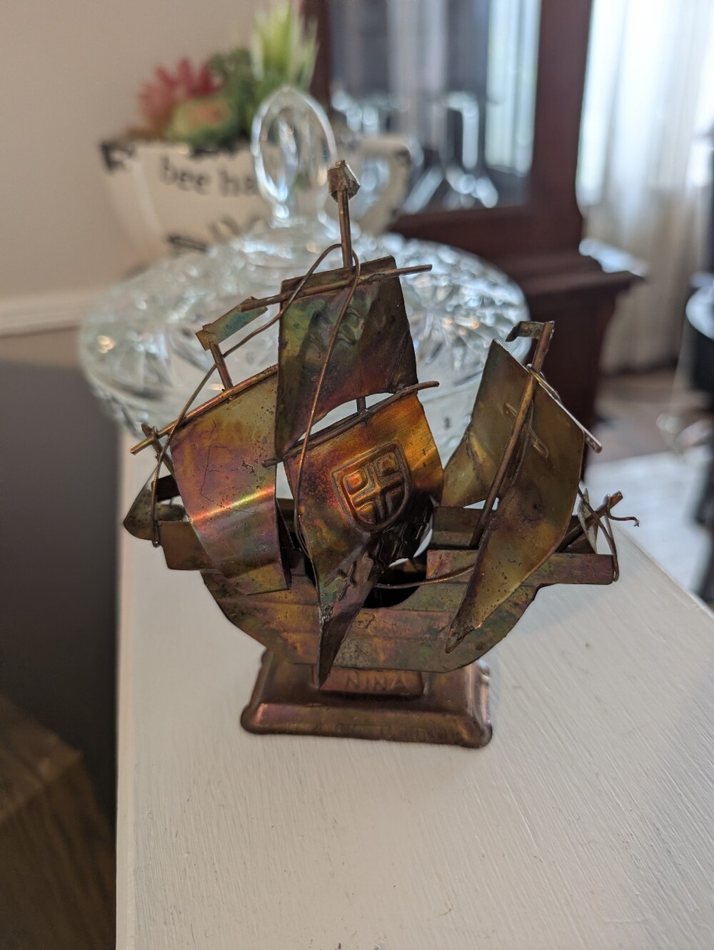 Vintage Tin/Copper Ship Sculpture "Nina" (Small)